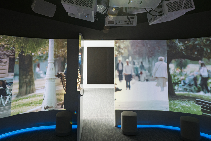 pared tensada para sala circular proyectable 360º