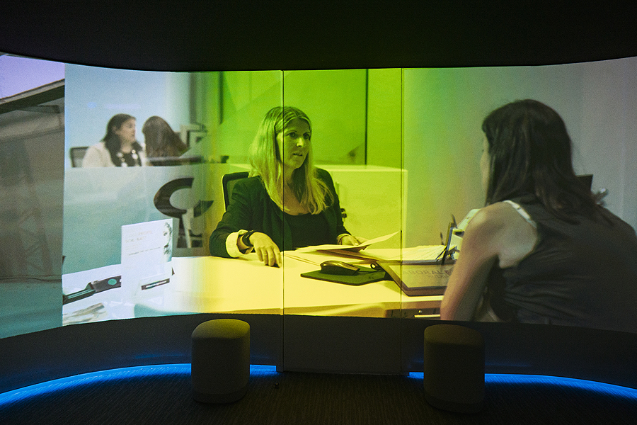 pared tensada para sala circular proyectable 360º